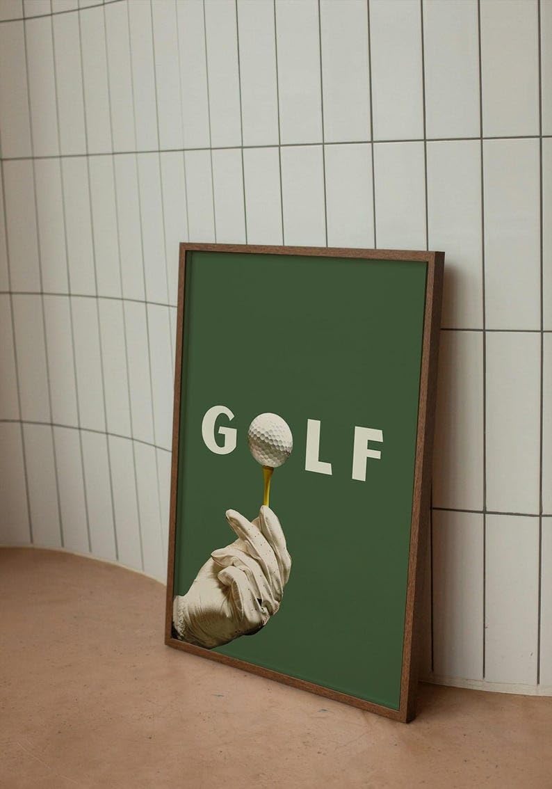 Golf Wall Art Print, Modern Golf Ball Poster, Trendy Collage Sports Decor, Green Golf Course Artwork, Unique Gifts for Golfers, Contemporary Home Wall Art, Stylish Gift for Him (Unframed) (24x36)