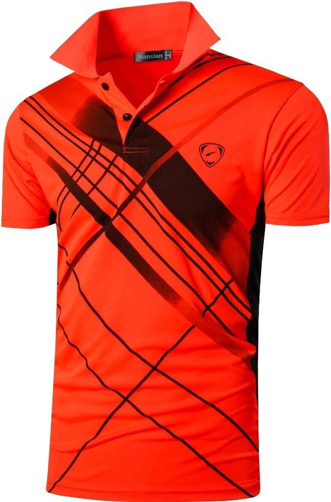 jeansian Men's Sport Outdoor Quick Dry Fit Short Sleeves Polo Tee Shirt Tshirt T-Shirt Tops Golf Tennis Bowling LSL195