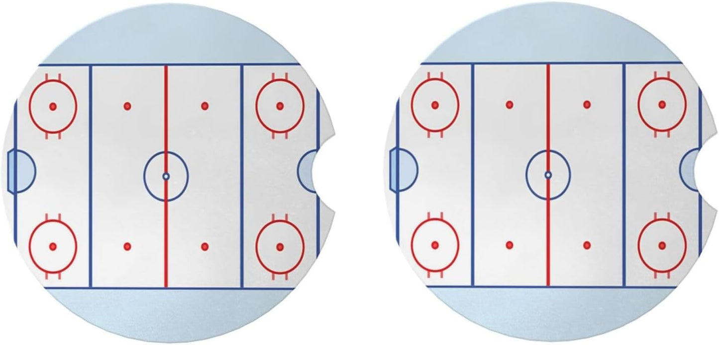 Car Cup Holder Coasters, Hockey Field Car Coasters for Cup Holder Drinks, 2 Pack Ceramic Cute Auto Interior Accessories for Women Men