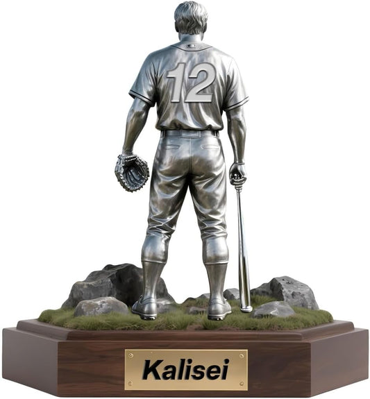 Personalized Baseball Player Ornament Sign Custom Name Flat Desk Sign Art Baseball Lovers Acrylic Plaque Home Garage Men Cave Desk Decor Plaque Gifts for Man Dad Christmas Birthday Decoration