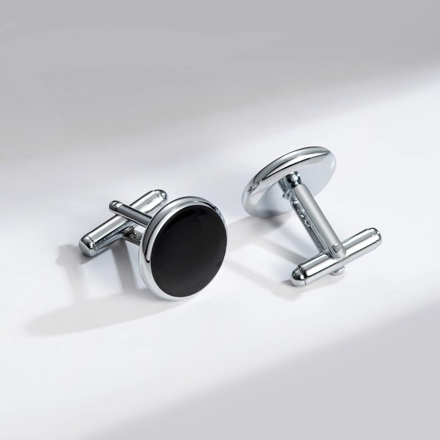 UJOY Cufflinks and Studs Set Blanks Round 4 Colors Shirt Tuxedo Buttons Packed in Cufflink Box for Men
