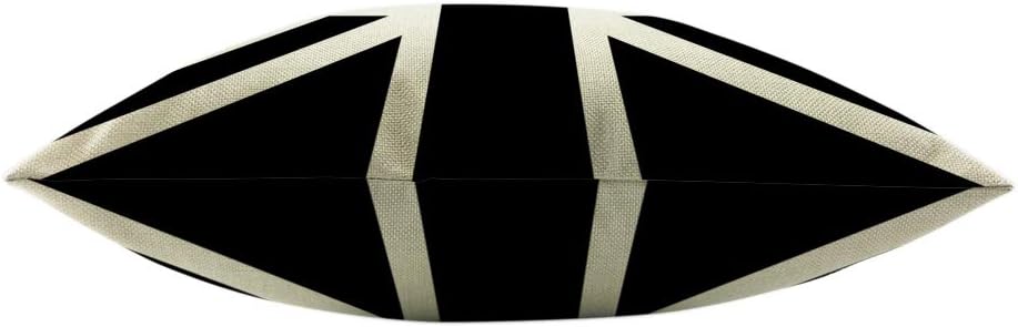 Mugod Union Jack Throw Pillow United Kingdom Flag Geometric Pattern Black and White Cotton Linen Square Cushion Cover Standard Pillowcase 18x18 Inch for Home Decorative Bedroom/Living Room/Car