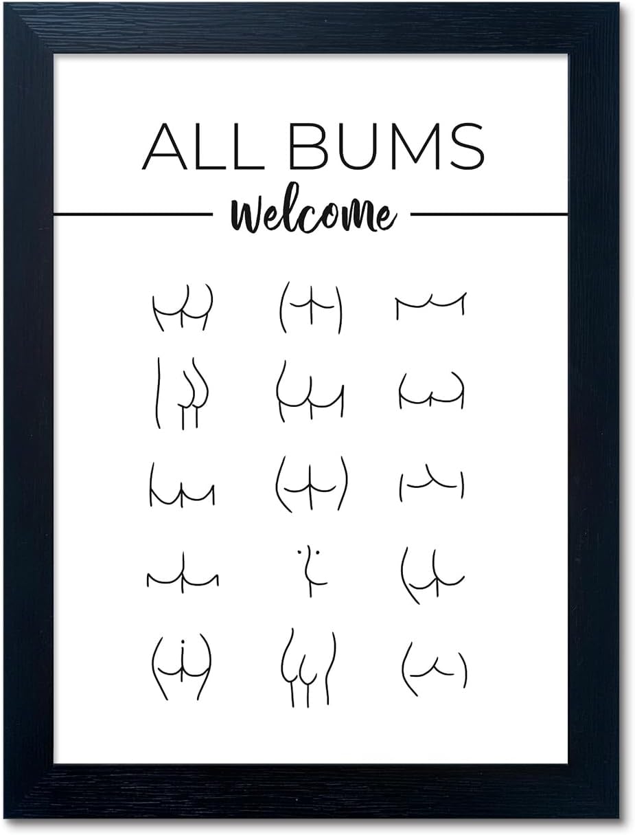 Funny Bathroom Wall Art Black and White Bathroom Wall Decor Humorous Guest Toilet ArtModern Minimalistic Canvas Print Paintings Artwork