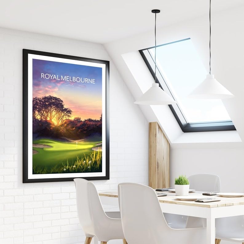 Nationcog Royal Melbourne Golf Poster, Australia- The West Course 5th Hole, Royal Melbourne Golf Course Poster, Australia Golf Art, Vintage Golf Print (Unframed) (20x30)