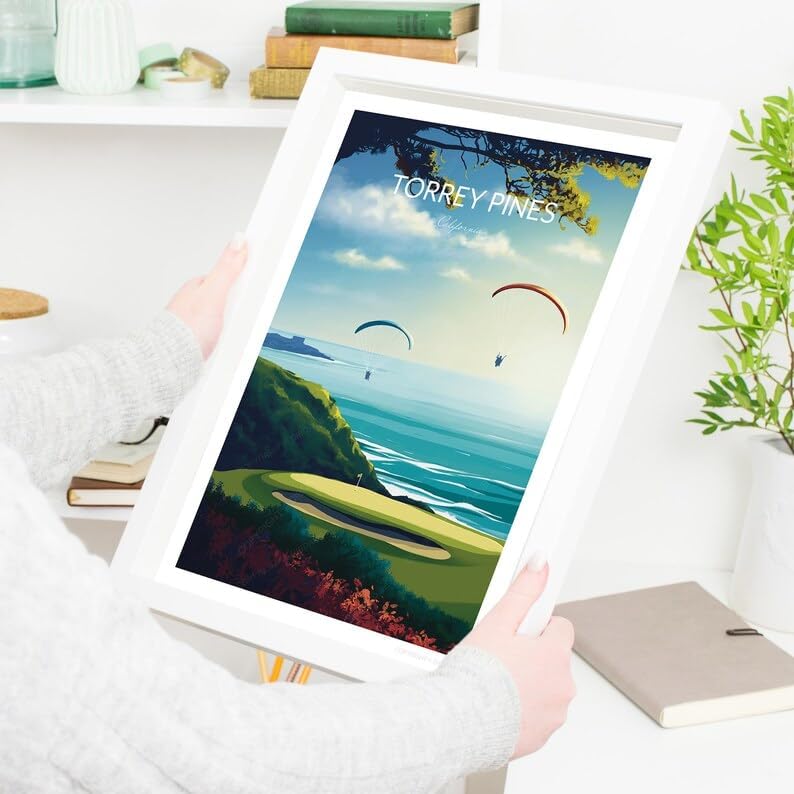 Torrey Pines Golf Poster - San Diego, California Travel Wall Art, Torrey Pines Golf Poster, California Golf Course Print, Golf Art Wall Decor (Unframed) (16x24)