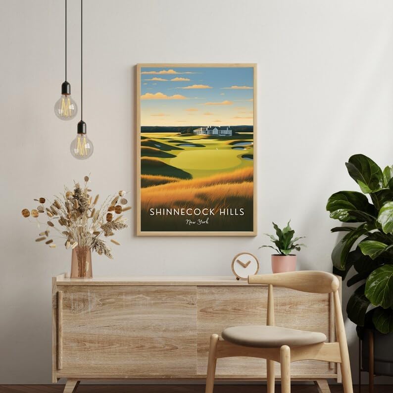 Nationcog Shinnecock Hills Golf Poster, Vintage New York Wall Art Print, Retro Golf Course Landscape Decor, Classic Artwork for Man Cave, Office or Home (Unframed) (27x40)