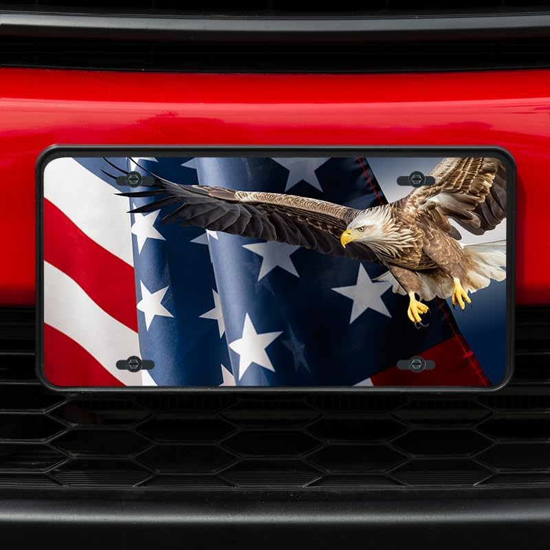 Unique Vanity License Plates | 16 Individual Designs | 3 Sizes (Automobile, Golf Cart, Motorcycle/Bike) | Made in U.S.A. | Custom Car Tags (Bald Eagle, Motorcycle/Bike (6" x 3"))