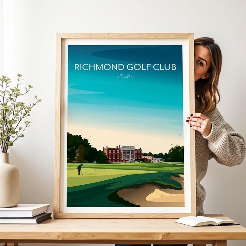 Richmond Golf Club Print - Sudbrook House - Richmond Park London, Richmond Golf Club Poster, London Golf Course Art, Vintage Golf Print, Classic Golf Club Illustration (Unframed) (20x30)