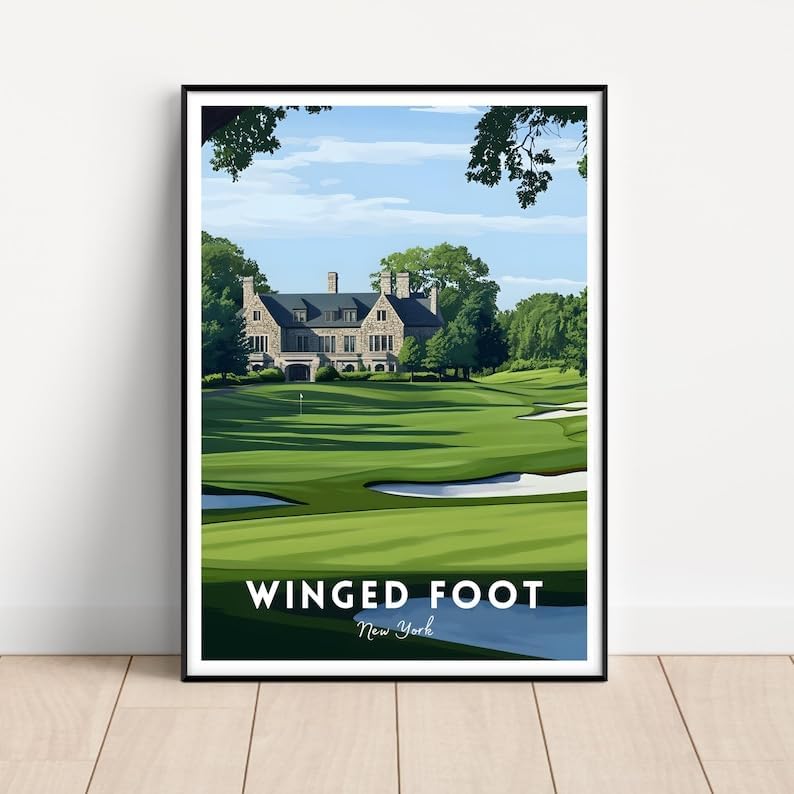 Nationcog Winged Foot Golf Wall Art Print, Classic New York Course Poster for Office or Home, Vintage Decor for Men, Thoughtful Gift for Dad or Husband, Timeless Golf Art (Unframed) (11x14)