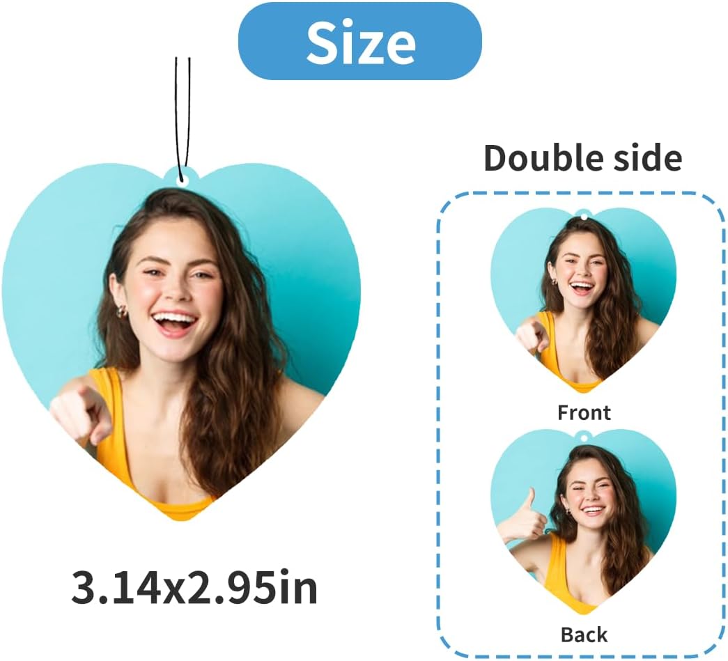 Personalized Photo Car Air Freshener – Custom Double-Sided Print – Fresh Linen Scent – Eco-Friendly, Long-Lasting Fragrance – Unique Gift for Family, Friends, Lovers (Love-HL), White