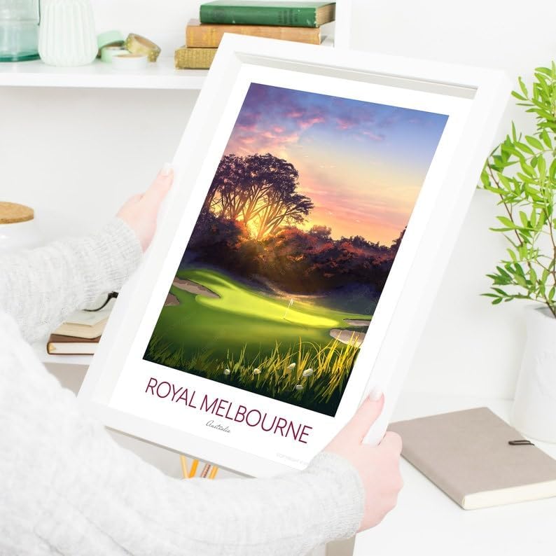 Royal Melbourne Golf Print - The West Course 5th Hole - Golf Course Australia, Royal Melbourne Golf Poster, Australia Golf Course Print, Sunset Golf Art, Nature Landscape Wall Decor (Unframed) (12x18)