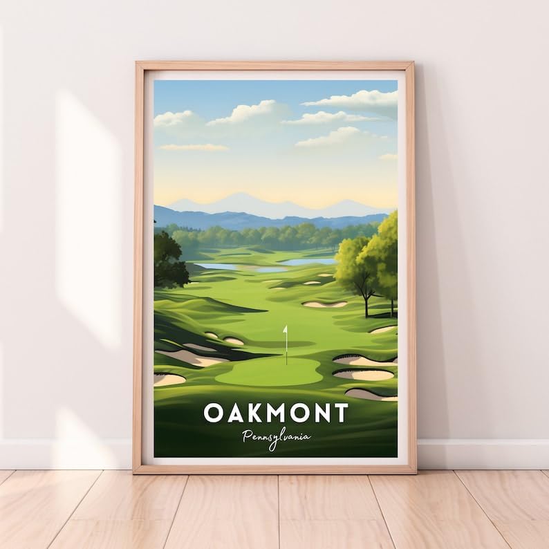 Oakmont Golf Course Poster, Vintage Pennsylvania Travel Wall Art Print, Retro Country Club Artwork, Classic Golf Decor Gift for Enthusiasts (Unframed) (16x24)
