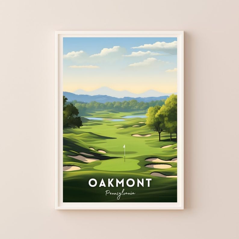 Oakmont Golf Course Poster, Vintage Pennsylvania Travel Wall Art Print, Retro Country Club Artwork, Classic Golf Decor Gift for Enthusiasts (Unframed) (16x24)