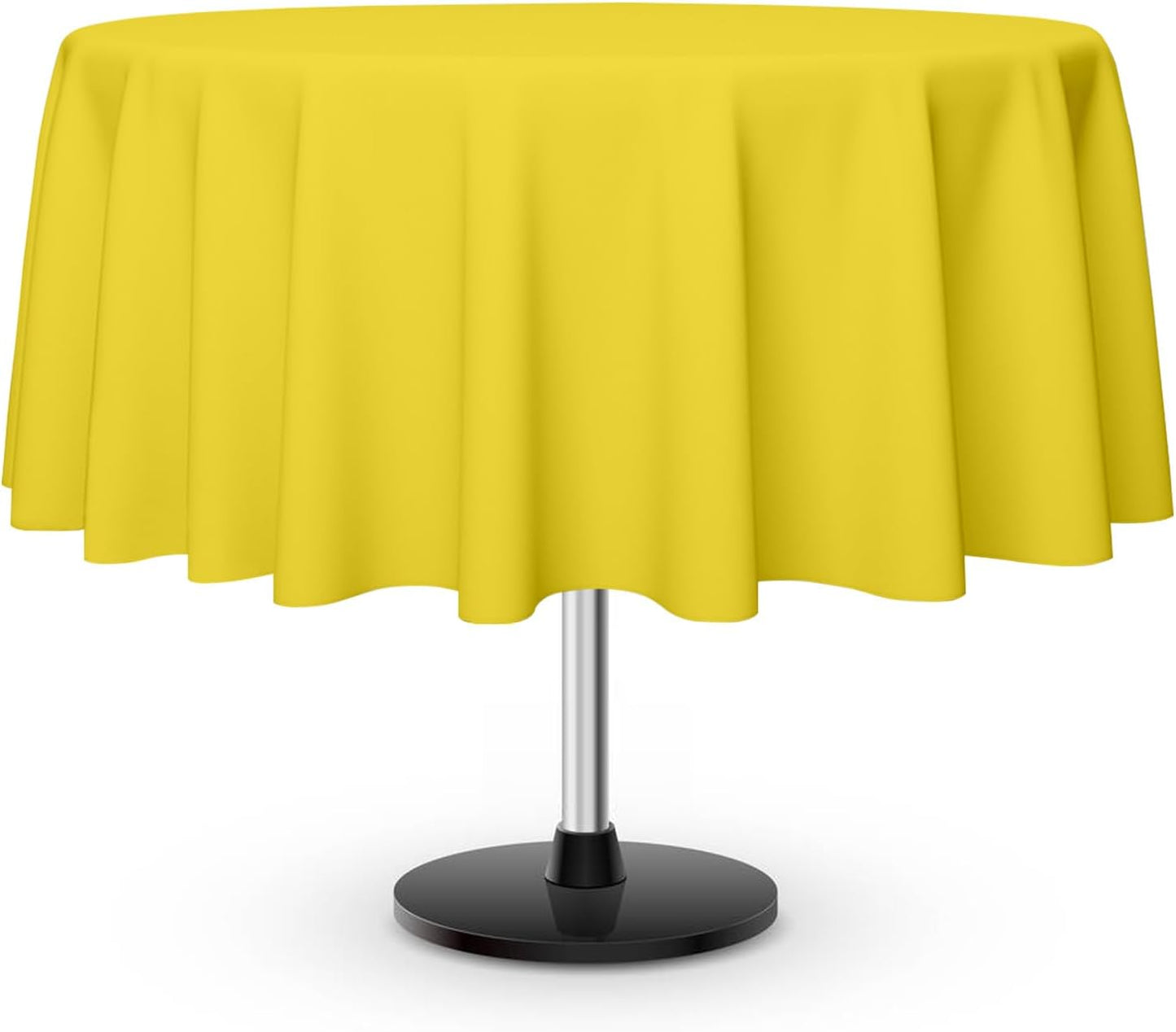 3 Pack Round Disposable Light Yellow Tablecloth, Light Yellow Plastic Table Cloths for Parties Disposable, 84x84 in Waterproof Camping Tablecloth for Birthday Party Baby Shower Picnic School