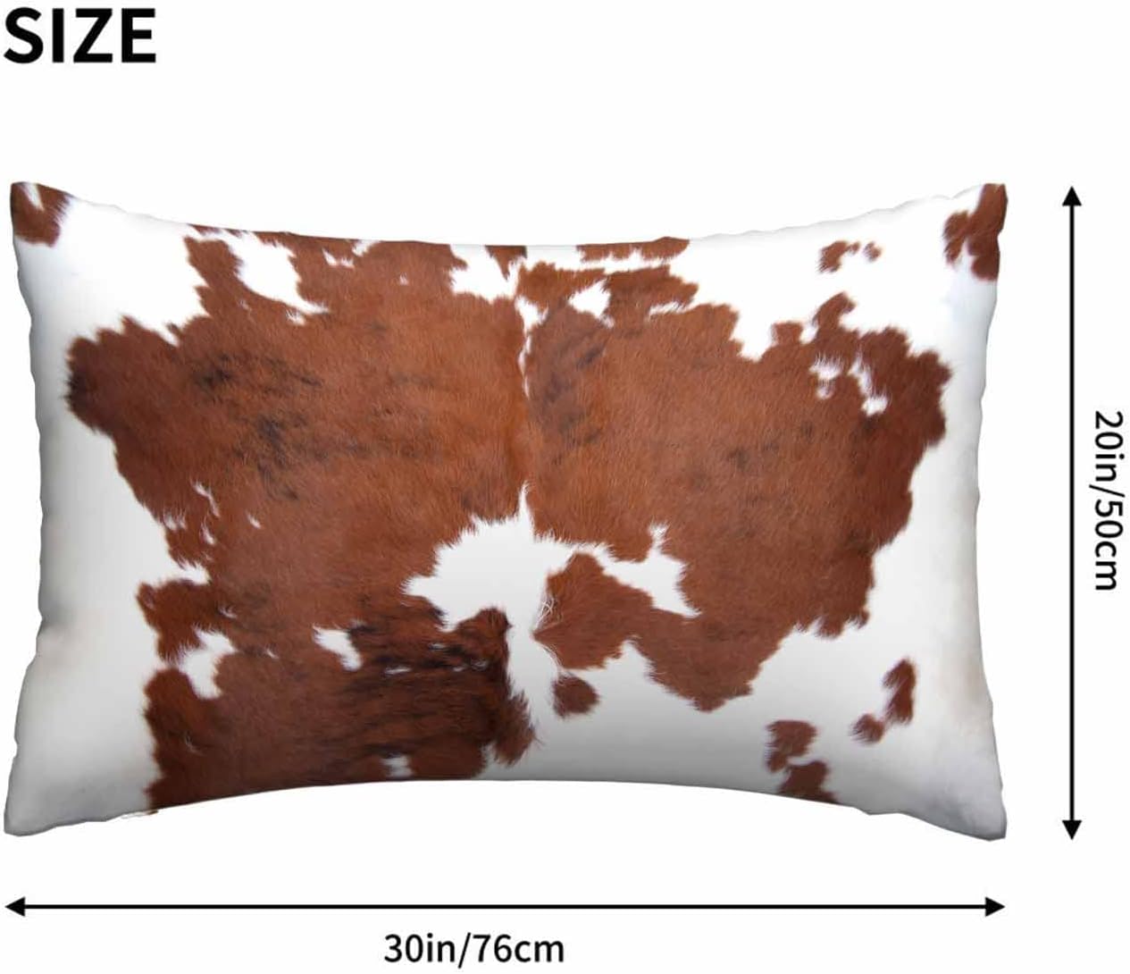 Mugod Throw Pillow Case Real Brown Cow Cowhide Pattern,Decorative Home Cushion Cover Home Rectangle 20x30 Inches Pillowcases