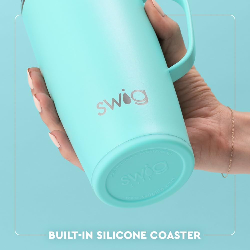 Swig Life 22oz Travel Mug, Insulated Tumbler with Handle and Lid, Cup Holder Friendly, Dishwasher Safe, Stainless Steel, Travel Coffee Cup, Insulated Mug with Lid (Oh Happy Day)