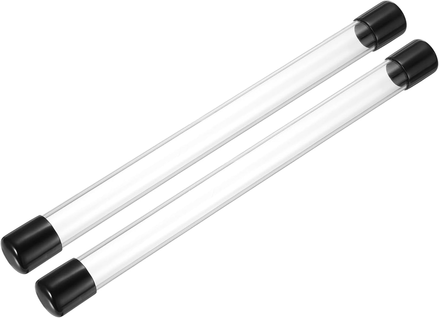PATIKIL Clear Rigid Tube Round Plastic Tubing with Black Rubber Caps Polycarbonate Water Pipe, 305mm/ 12 Inch Length, 19mmx22mm/0.75"x0.87", 2 Set