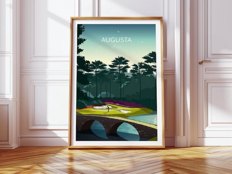 Golf Gift - Augusta Masters Golf Print - 12th Hole Amen Corner, Augusta National Golf Poster, Georgia Golf Course Art, Masters Tournament Print (Unframed) (11x14)