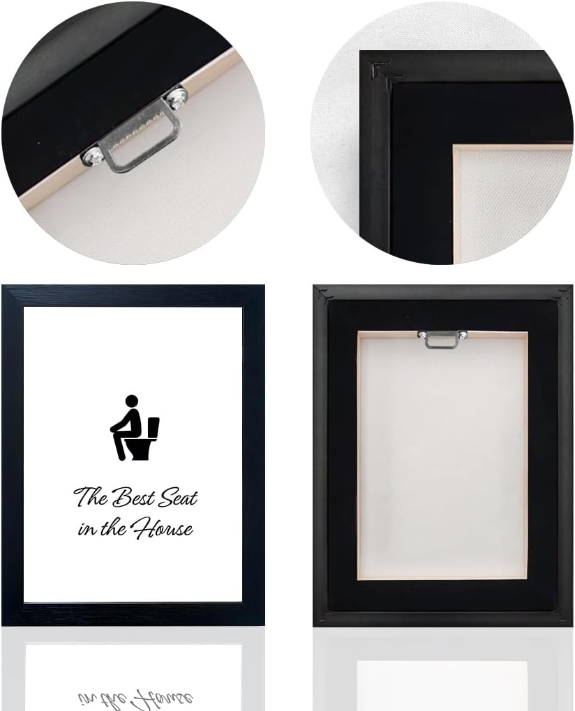 Bathroom Decor Wall Art, Framed Toilet Art, Trendy Bathroom Wall Art, Funny Quote Picture Artwork, Restroom Wall Decor, Washroom Canvas Print, Black and White Painting
