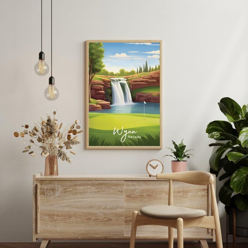 Nationcog Wynn Golf Poster, Vintage Nevada Travel Wall Art Print, Retro Resort Golf Artwork, Classic Decor Gift for Men, Office or Man Cave (Unframed) (24x36)
