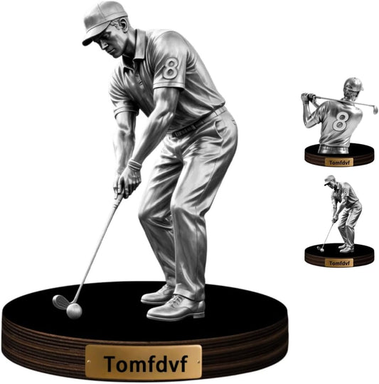Personalized Golfer Desktop Ornament for Bedroom Office Sport Golf Desk Name Plate Custom Name Athletes Figurine Sign Sport Lovers Acrylic Plaque Gift for Men Women Ice Golf Lover