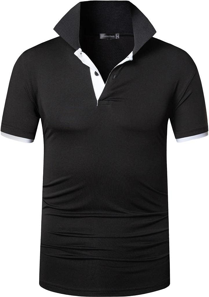 jeansian Men's Sport Outdoor Quick Dry Fit Short Sleeves Polo Tee Shirt Tshirt T-Shirt Tops Golf Tennis Bowling LSL195