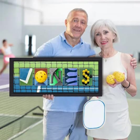 Personal-Prints PICKLEBALL Personalized Name Art Print | Customized Gift for the Pickleball Player, Duo or as a Trophy |Unique and Custom Photo Canvas Wall Art Décor (10"x30" Stretched Canvas)