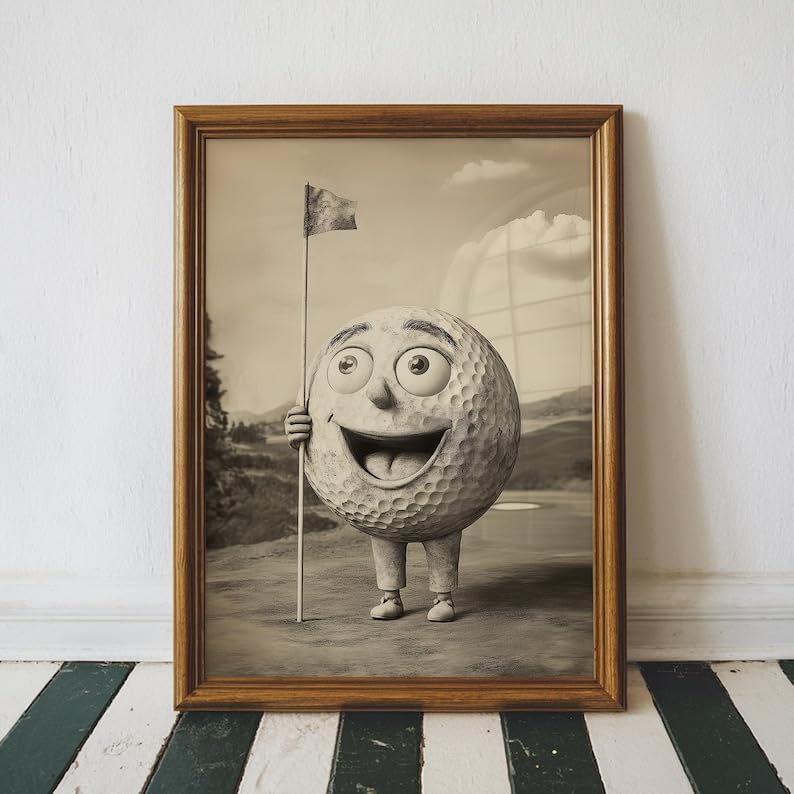 Nationcog Vintage Black and White Golf Wall Art, Retro Sports Photography Print for Bar, Office or Game Room Decor, Classic Golfer Artwork Gift for Dad (Unframed) (20x30)