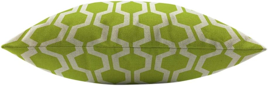 Mugod Hexagon Pattern Throw Pillow Geometric Trellis Polygon Lime Green and White Cotton Linen Square Cushion Cover Standard Pillowcase 18x18 Inch for Home Decorative Bedroom/Living Room/Car