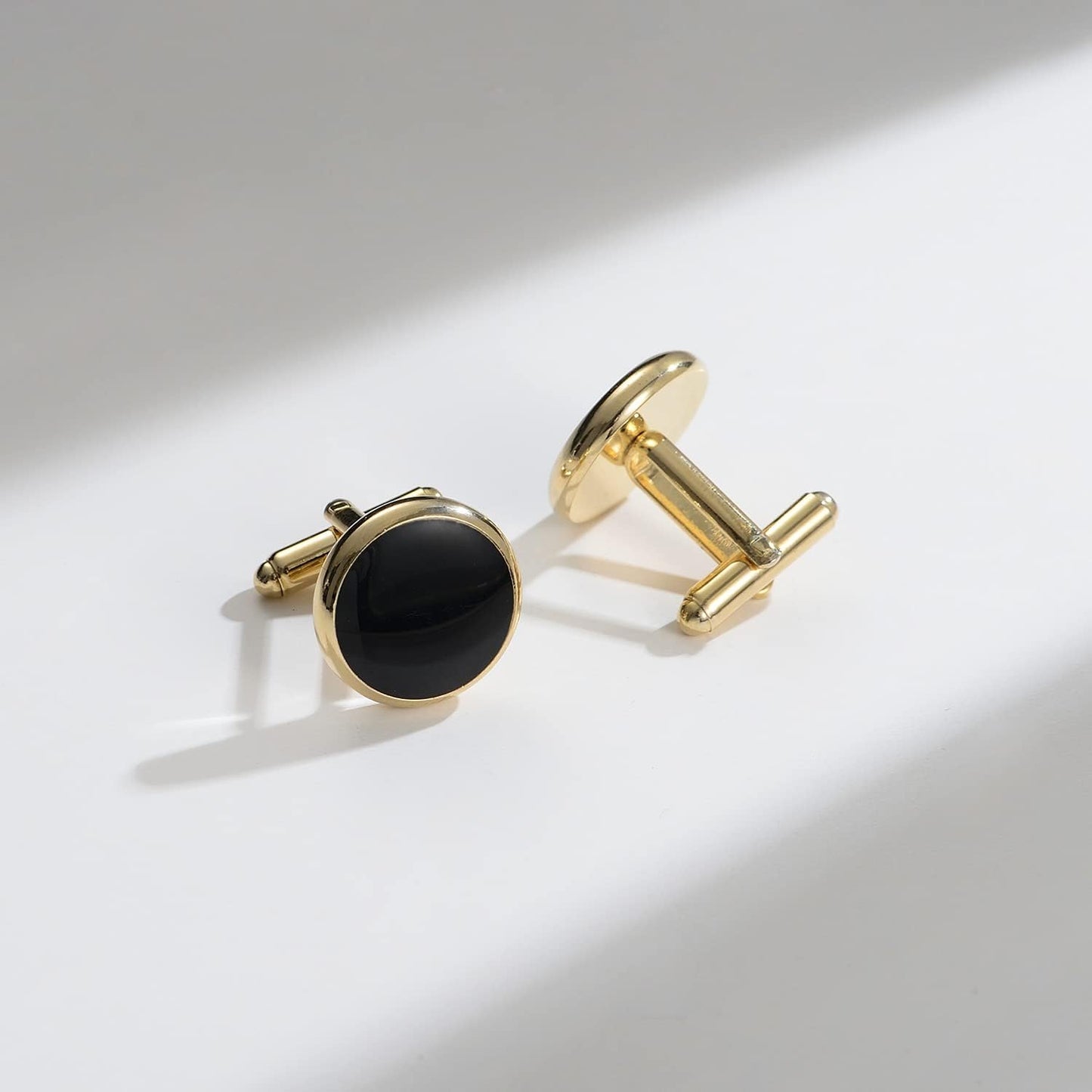 UJOY Cufflinks and Studs Set Blanks Round 4 Colors Shirt Tuxedo Buttons Packed in Cufflink Box for Men