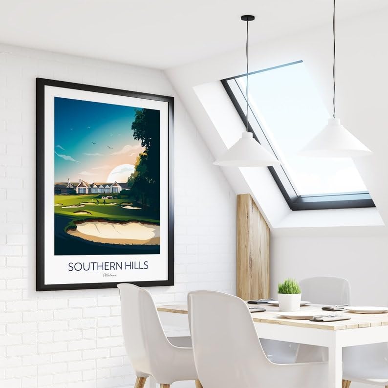 Southern Hills Country Club Golf Print - Tulsa; Oklahoma; Southern Hills PGA Championship Artwork; Golf Course Sunset Illustration (Unframed) (24x36)