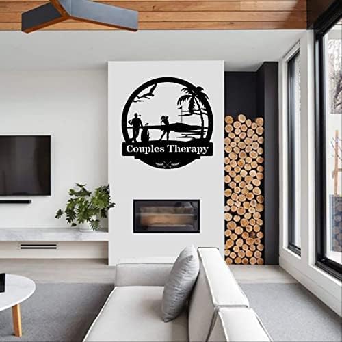 Custom Golf Metal Wall Sign - Personalized Golf Metal Wall Art - 18 inches Black Rectangular Couples Therapy Love Theme Wall Decor