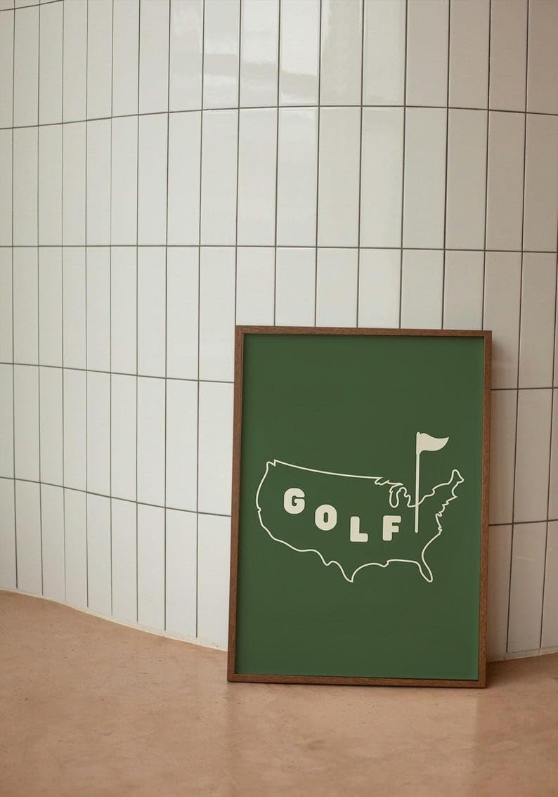 USA Golf Poster, Vintage American Golf Course Wall Art Print, Retro Sports Decor with Golf Ball Design, Stylish Golf Wall Decor for Home, Office, or Man Cave (Unframed) (16x24)