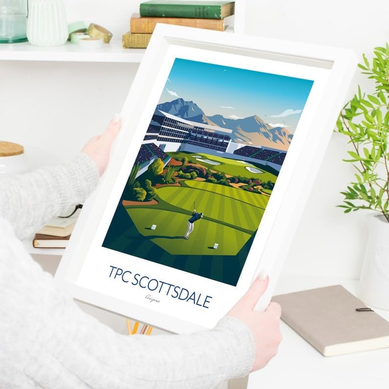 Nationcog TPC Scottsdale Golf Print Arizona - WM Phoenix Open - Stadium Course 16th Hole; TPC Scottsdale Golf Poster; Scottsdale Golf Course Art; Arizona Golf Artwork (Unframed) (11x14)