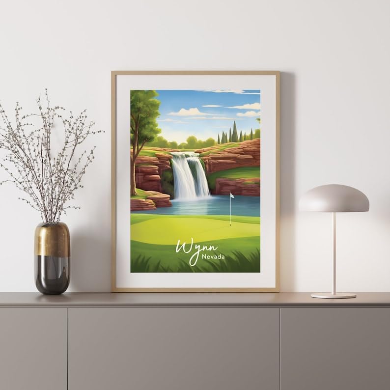 Nationcog Wynn Golf Poster, Vintage Nevada Travel Wall Art Print, Retro Resort Golf Artwork, Classic Decor Gift for Men, Office or Man Cave (Unframed) (11x14)
