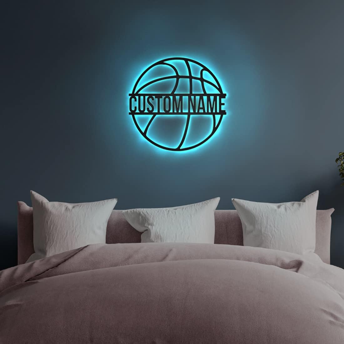 Personalized Name 7 Colors Basketball lamp Custom Wall Art Night Light LED Name Sign Gift for Men Basketball Lover