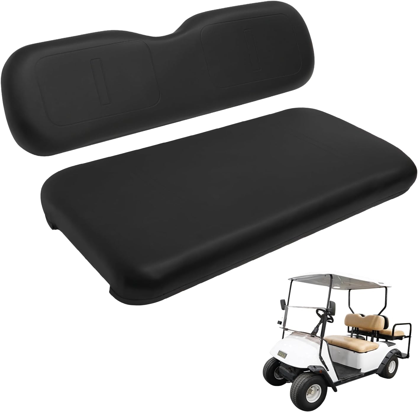 Golf Cart Seat for Club Car EZGO TXT 1994-2013, Golf Cart Front Seat Cuhsion Replacement, Comfortable Backrest & Bottom Seat Kit, Factory Style, Black