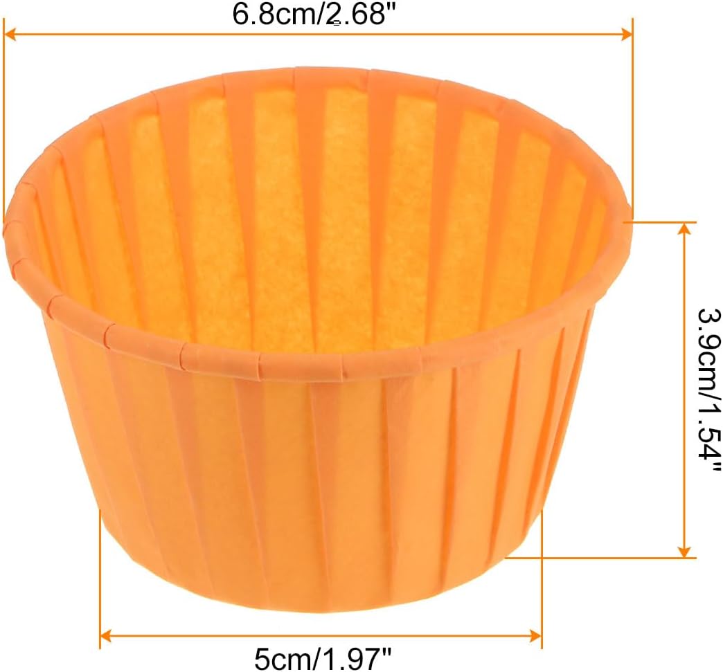 HARFINGTON 50Pcs Cupcake Baking Cups 3.5oz Standard Size Paper Cupcake Liners Greaseproof Wrappers Disposable for Wedding Birthdays Christmas Dessert, Orange