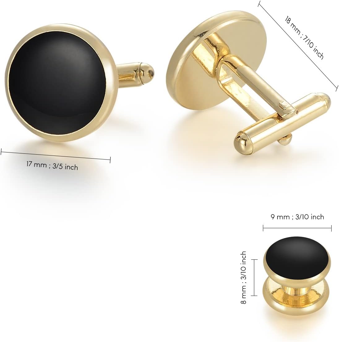 UJOY Cufflinks and Studs Set Blanks Round 4 Colors Shirt Tuxedo Buttons Packed in Cufflink Box for Men