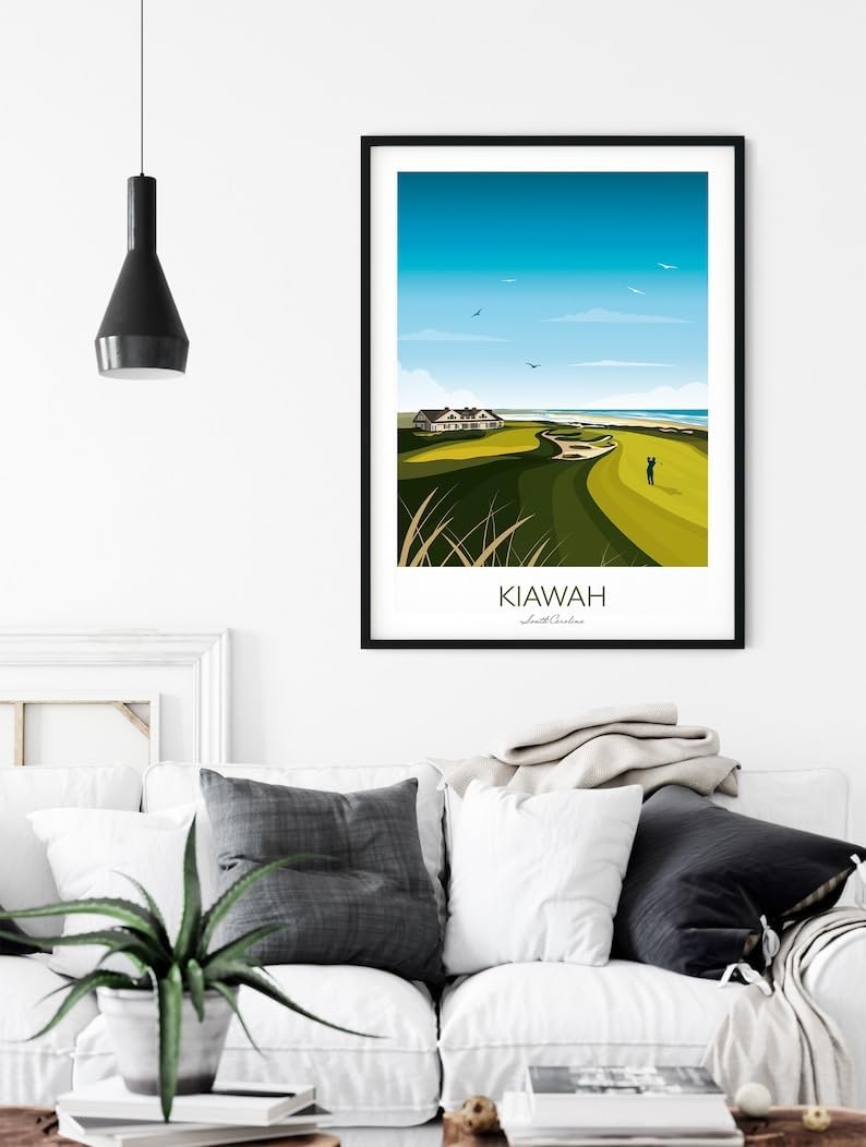 Kiawah Island Golf Print - Ocean Course Clubhouse - US PGA Championship; Kiawah Golf Poster; Kiawah Island Print; South Carolina Golf; Vintage Golf Artwork (Unframed) (12x18)