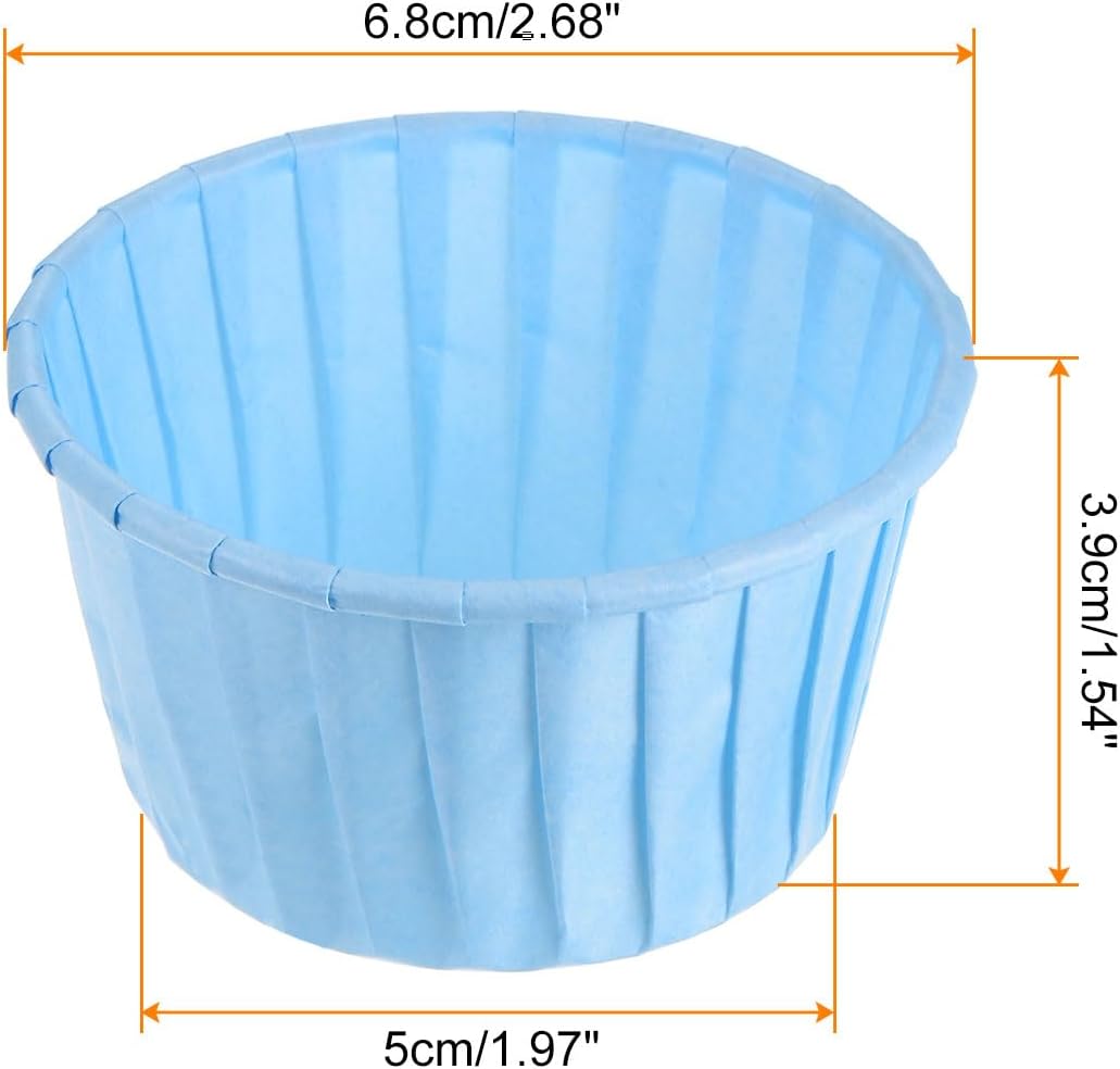 HARFINGTON 50Pcs Cupcake Baking Cups 3.5oz Standard Size Paper Cupcake Liners Greaseproof Wrappers Disposable for Wedding Birthdays Christmas Dessert, Blue