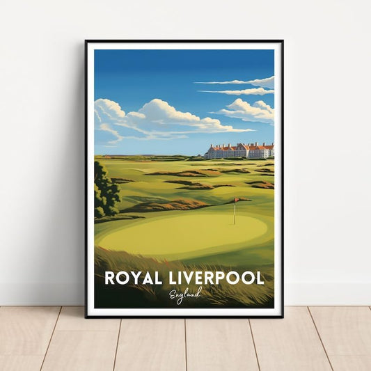 Nationcog Royal Liverpool Golf Poster, Vintage England Travel Wall Art Print, Retro Golf Links Landscape Decor, Sports Artwork for Home, Bar or Office (Unframed) (27x40)