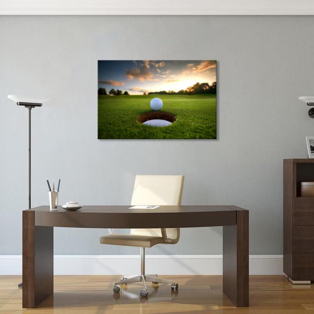 chenchenArt Golf Wall Art for Living Room Bedroom Home Decorations Golf Ball Picture Poster Canvas Prints Modern Artwork Framed Ready to Hang(24''H x 36''W)
