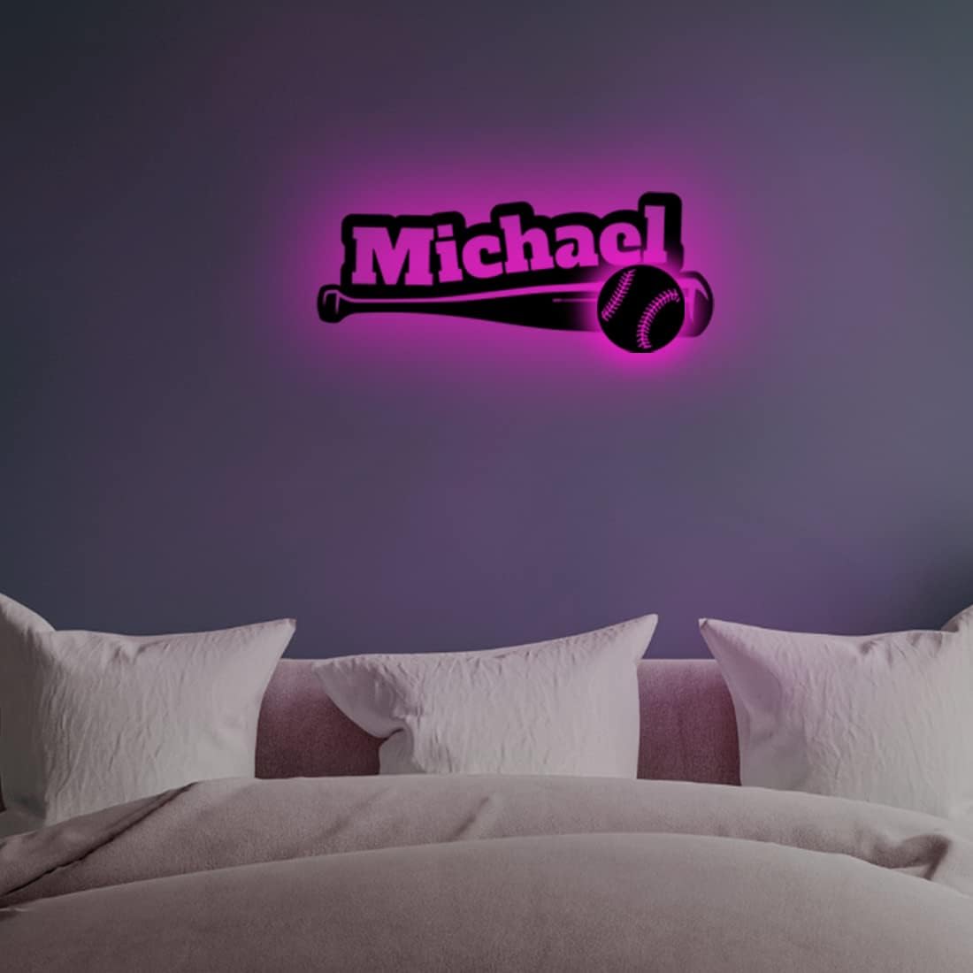 Personalized Name 7 Colors Baseball lamp Custom Baseball Wall Art Night Light LED Name Sign Gift for Men Baseball Lover