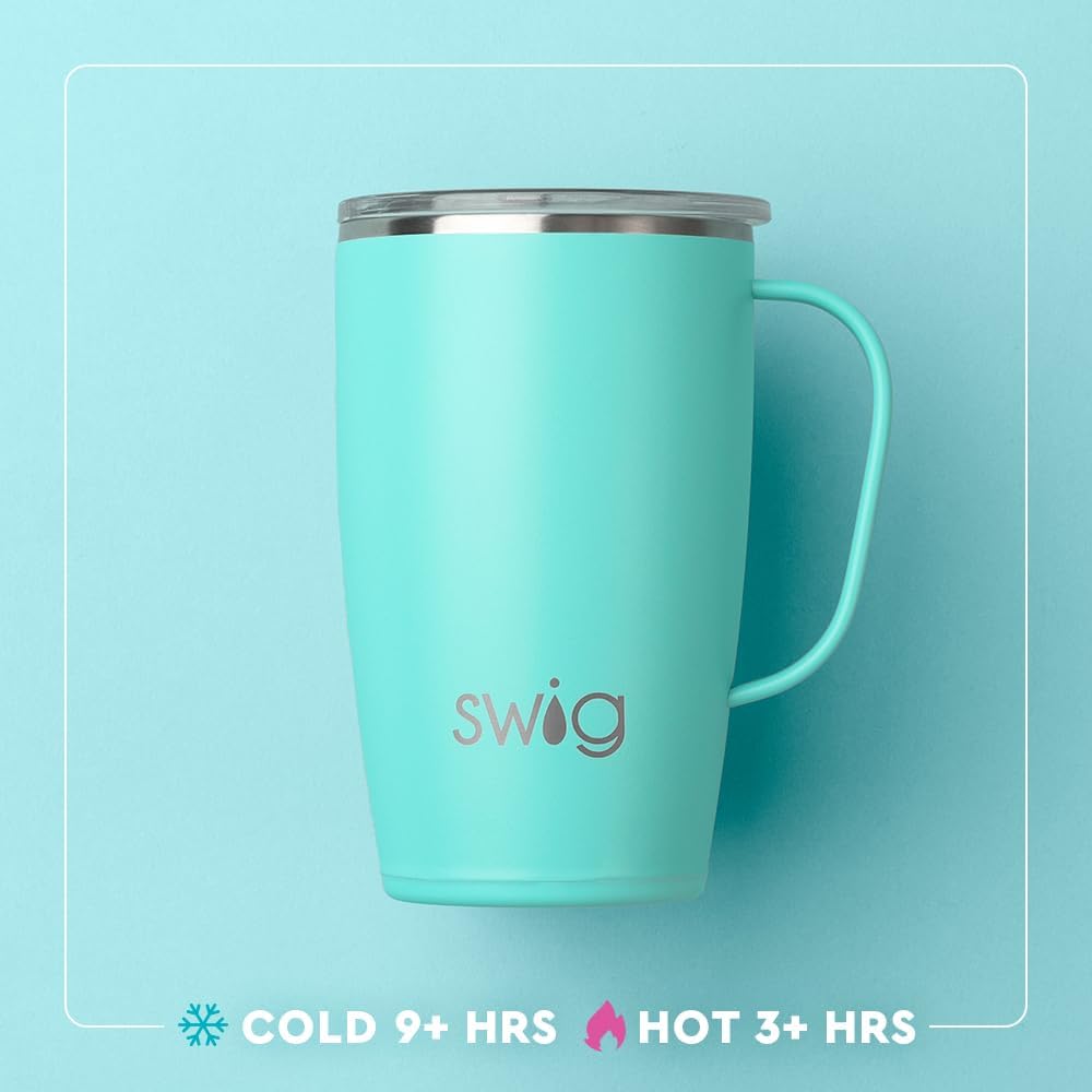 Swig Life 18oz Travel Mug, Insulated Tumbler with Handle and Lid, Cup Holder Friendly, Dishwasher Safe, Stainless Steel, Travel Coffee Cup (Bourbon Barrel)