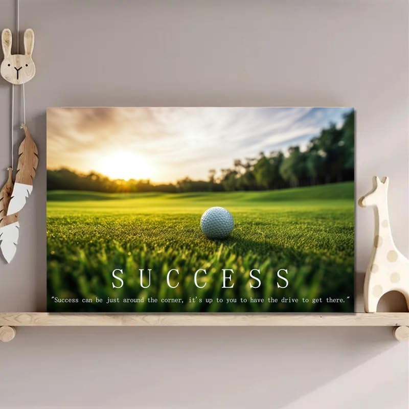 Golf Inspirational Quotes Wall Art Posters Pictures for Gallery Room Aesthetic Living Room Bathroom Bedroom Decor (08×12inch_Framed)
