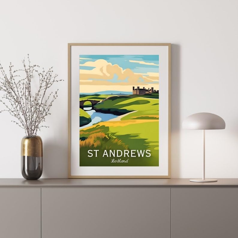 Nationcog St Andrews Golf Wall Art Poster, Scotland Heritage Course Print for Living Room or Study, Classic Golf Decor for Men, Golf Gift for Dad or Golf Enthusiasts (Unframed) (12x18)