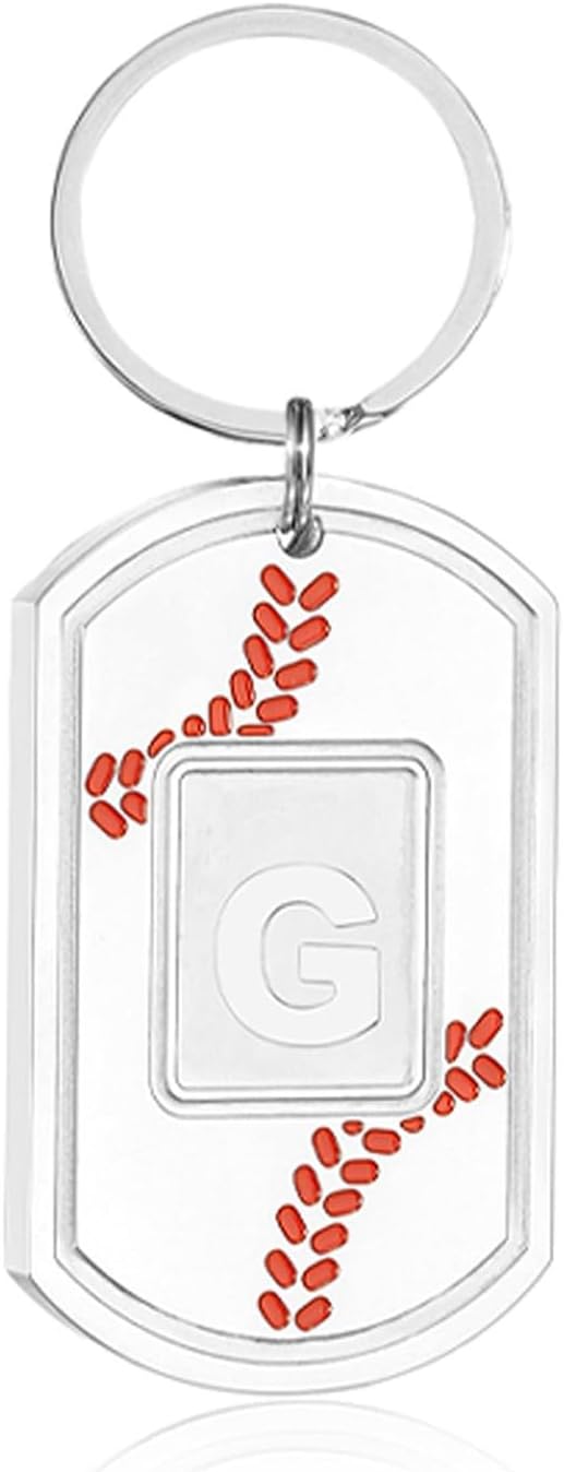 Initial Keychain Gifts for Men,Baseball Dog Tag Mens Keychains for Men Him Dad