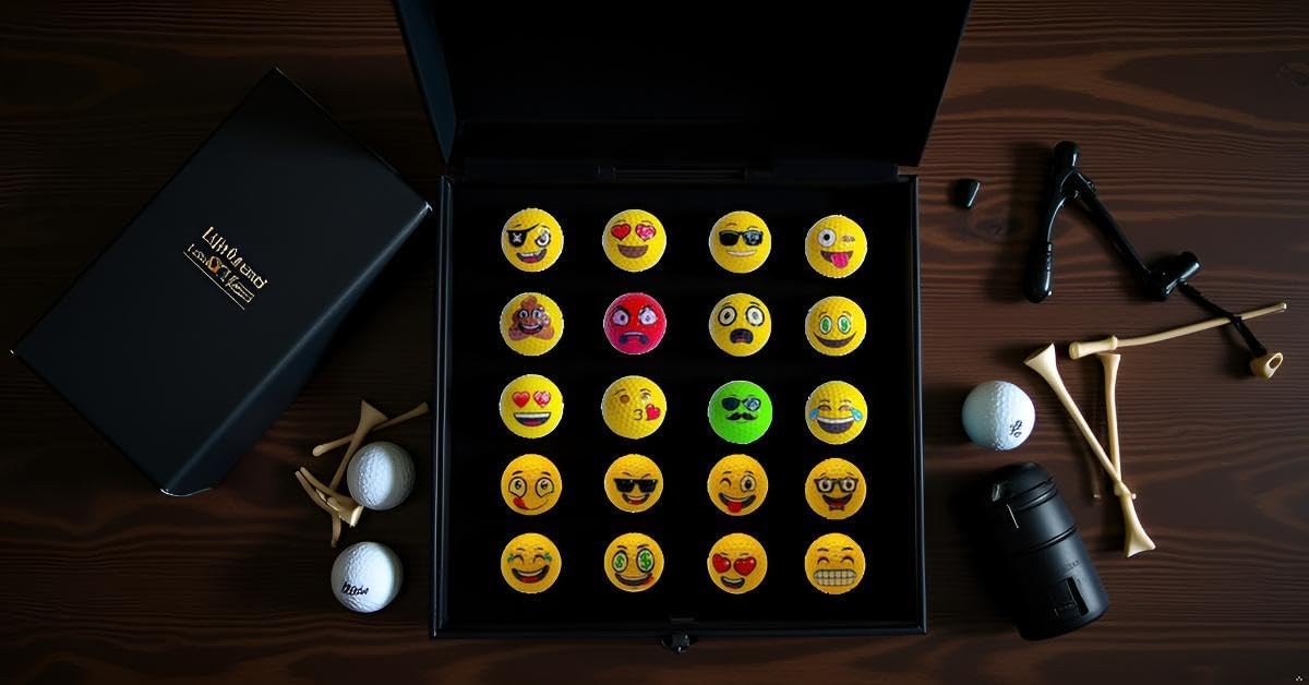 Lightahead USGolfer – Set of 12 Unique Emoticon Fun Putting Practice Golf Balls, Randomly Selected from Listing Images – Novelty Golf Gift
