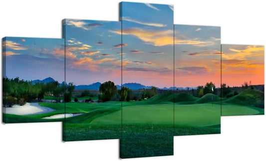 Arizona Scottsdale Golf Course Wall Art for Living Room Bedroom Bathroom - Sunset Arizona Scottsdale Landscape Pictures Posters Framed Artwork Canvas Prints Ready to Hang(60''W x 40''H)